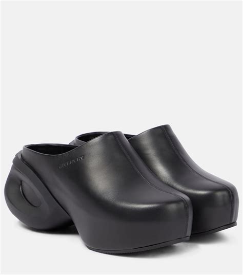 givenchy leather clogs|G leather clogs in black .